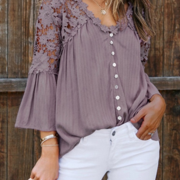 HP💝1/14Boutique size s purple blouse wit… - Picture 4 of 4